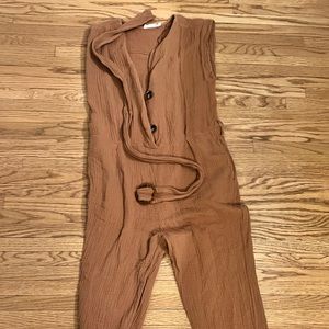 Burnt Orange Belted Jumpsuit-Size Small